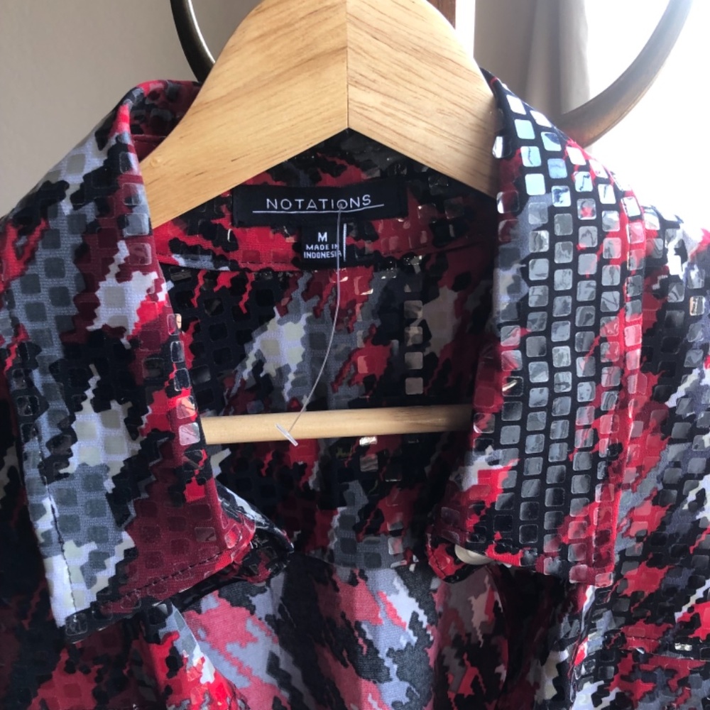 Notations Black Red Sequin Look Jacket. Size L - image 3